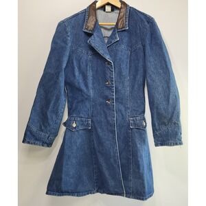 Roughrider Circle T Denim Jacket Dress Coat Womens Large Western Y2K READ!